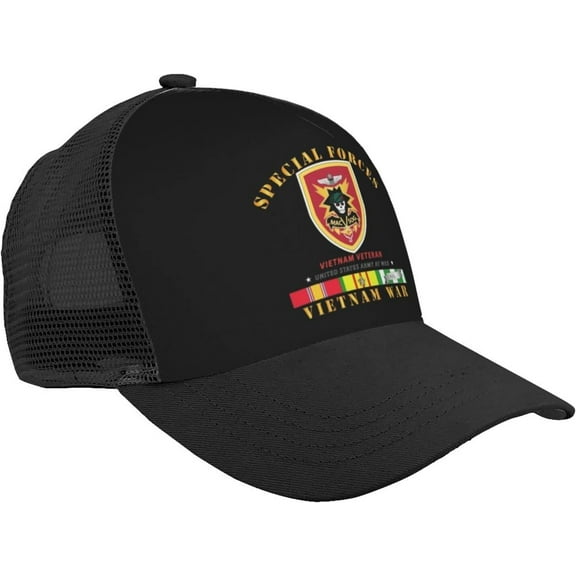 SpecialForces - MACV SOG VN SVC Mesh Baseball Cap Adjustable Twill Mesh Trucker Hat Black