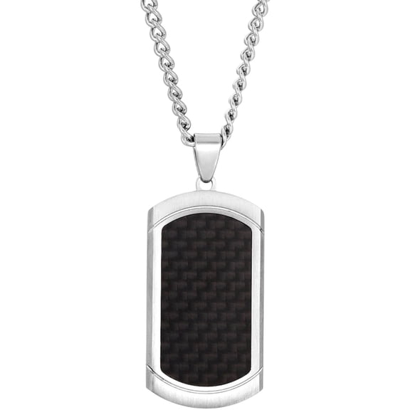 Invicta N8165 Men's Inlaid Carbon Fiber Steel Dog Tag Necklace
