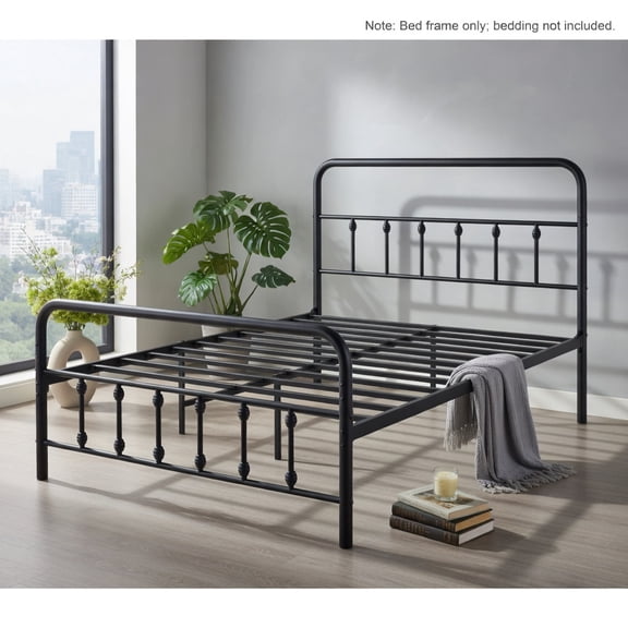 Topcobe Bed Frame with Headboard and Under Bed Storage Black, Platform Bed Frame, Indoor Furniture for Bedroom-Full Size