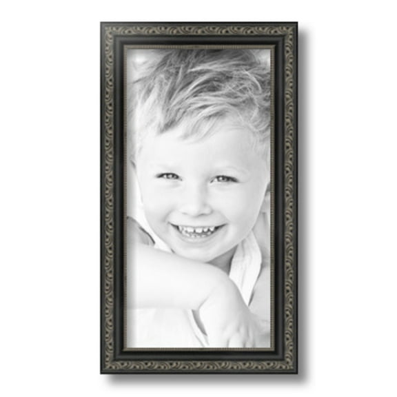 ArtToFrames 7" x 14" Antique Black Picture Frame, 7x14 inch Black Wood Poster Frame (WOM-5106)