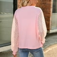 thumbnail image 3 of Tuphregyow Women's Tops Hollow Out Lantern Long Sleeve Tops Print Trendy Classic New Style Loose Round Neck Tunic Vacation Office Work Blouse Pink XL, 3 of 8