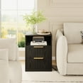 thumbnail image 2 of LIKIMIO Modern Nightstand with 2 Drawers and Open Shelf, Wood Fluted Bedside Table, Black, 2 of 7