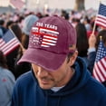 thumbnail image 2 of LNZGNM 250 Years of Freedoms Hat for Men Women Adjustable Washed Golf Cap Vintage Memorial Day Veterans Gifts for Celebrations,Wine, 2 of 5