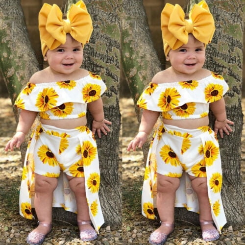 Toddler Kids Baby Girl Sunflower Crop 