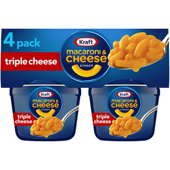 Kraft Triple Cheese Mac N Cheese Macaroni and Cheese Cups Easy Microwavable Dinner, 4 ct Pack, 2.05 oz Cups