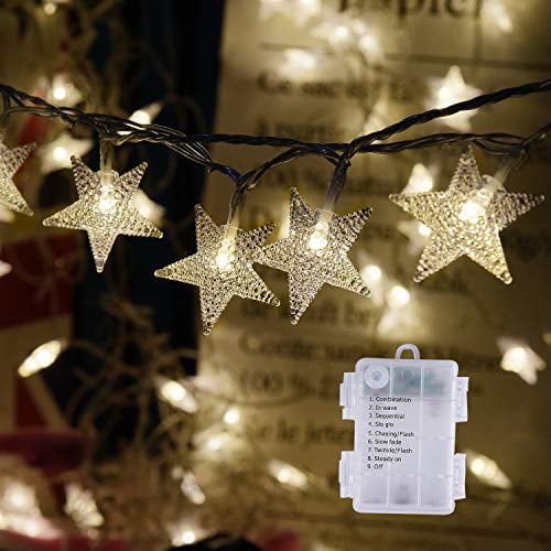 16.4ft 50 Star LED String Lights for Chrismas Party Wedding Decor Warm White 