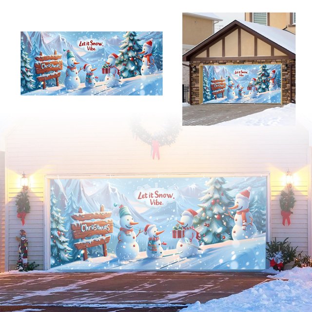 ¡Celebra La Temporada Con Estilo Con Nuestra Deslumbrante Pancarta Navideña Para Garaje Y Mejora El Ambiente Festivo De Tu Hogar!