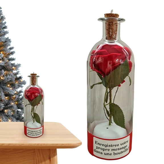 Message in A Bottle, Recordable Rose in A Bottle, Christmas Tree Ornaments, Voice Recording Keepsake with Playback, Glass Bottle for Holiday Decorations and Home Decor
