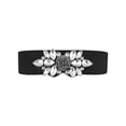 thumbnail image 1 of Cinturones elásticos y ajustables para mujeres INSPIRE CHIC, banda de cintura vintage elegante con flor de rosa de strass para vestido abrigo 90x6cm/35.4x2.4" banda negra-blanca, 1 of 6