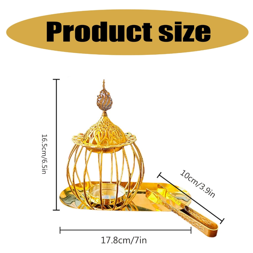 BQBQERT Decorative Metal Incenses Burners Censers Set for Meditations Space Includes Tealight Holder Tray and Tongs