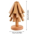 thumbnail image 3 of Wooden Tree Trivet Set for Hot Pots and Teapots Natural Kitchen Dining Tabletop Heat Serving Accessory, 3 of 6