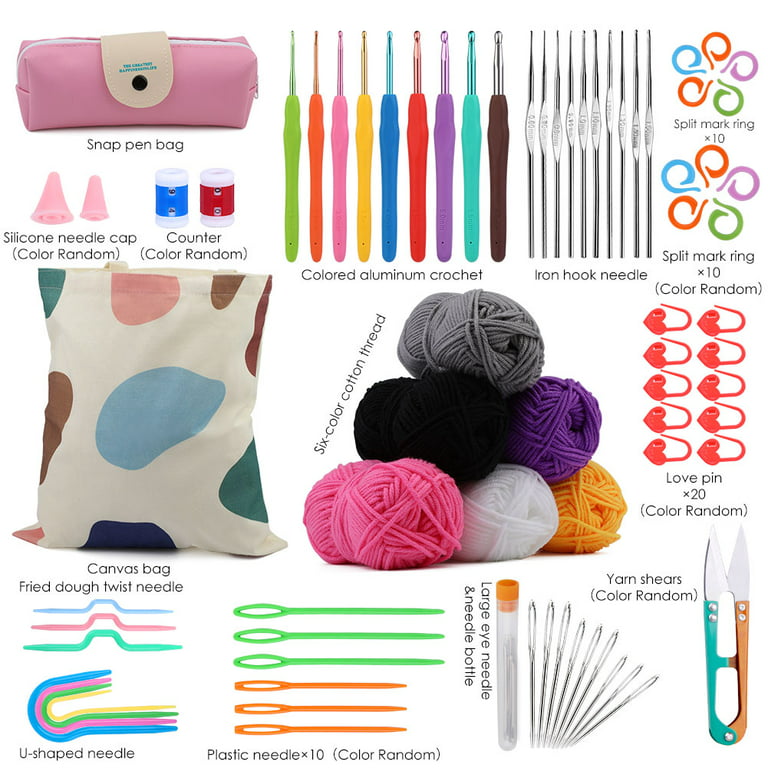 DiyerClub Crafts Crochet Hooks Set with Large Knitting Yarn Storage Bag - Complete Crochet Kit with Accessories for Beginners - Knitting Hook