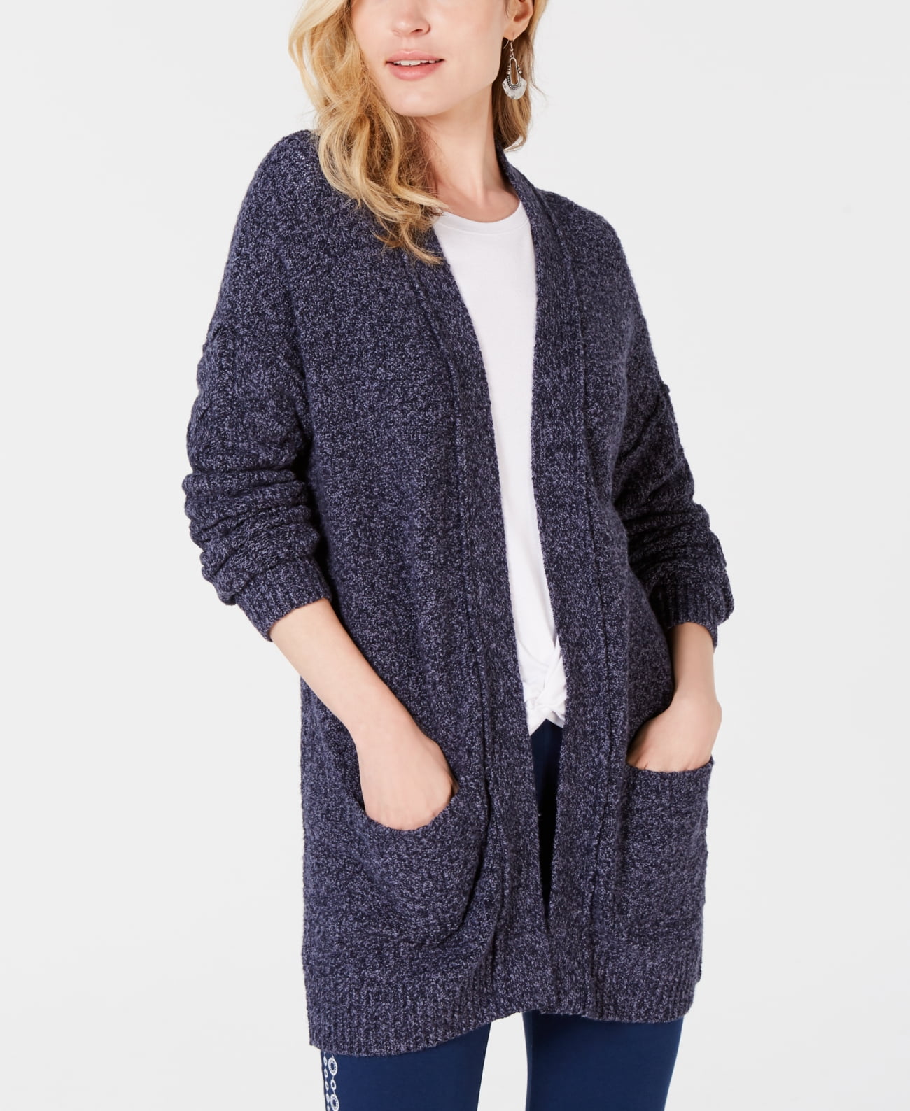 Style & Co Petite Deep Black Shawl-Collar Open Front Cardigan PM Style & Co Petite Deep Black Shawl-Collar Open Front Cardigan PM