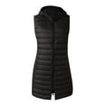 thumbnail image 4 of qolati Womens Long Puffer Vest Quilted Hooded Sleeveless Zip Up Down Jacket Fall Winter Warm Lightweight Gilet Waistcoat Outerwear, 4 of 4