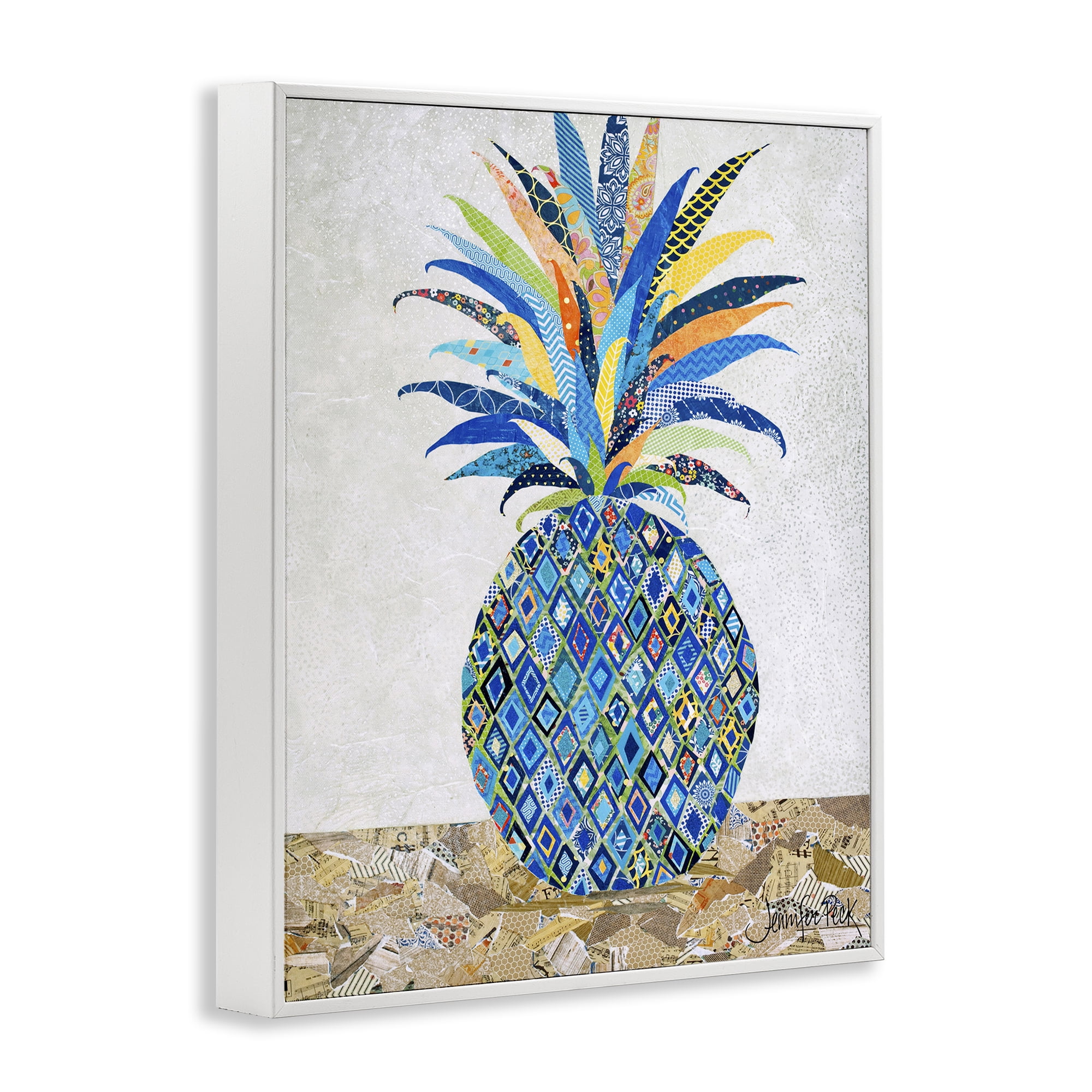 Stupell Industries Mosaic Patterned Pineapple Food & Beverage Painting White Framed Art Print Wall Art, 24 x 30