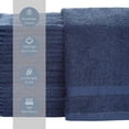 thumbnail image 3 of Linteum Textile Supply Premium Hand Towels (Navy Blue) Absorbent Towel Set with Ring Spun 100% Cotton Material for Hotel, Salon, Gym & More (12-Pack, 16x27 inches), 3 of 4