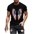 thumbnail image 5 of Elvqul Mens Summer Shirts Fourth of July Pullover Independence Day Black American Flag Short Sleeve Tee Shirts Trendy Shirts for Men Eagle, 5 of 5