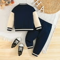 thumbnail image 4 of WOYY Boys Baseball Outfits Color Block Bomber Jacket Pants Tracksuit, Sizes 9-12M, 4 of 7
