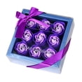 thumbnail image 4 of Juego de jabón de rosas florales artificiales en caja de regalo, adorno hecho a mano, 13,5x13,5x5cm, regalo del Día de San Valentín para el día del , Púrpura, 4 of 8