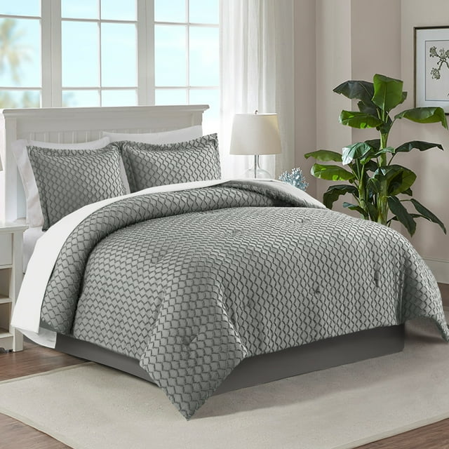 JML 3 Piece Tufted Comforter Set King,1 Comforter,2 Pillow Shams,Diamond Comforter Set