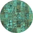 thumbnail image 1 of Ahgly Company Indoor Round Abstract Turquoise Blue Contemporary Area Rugs, 6' Round, 1 of 4