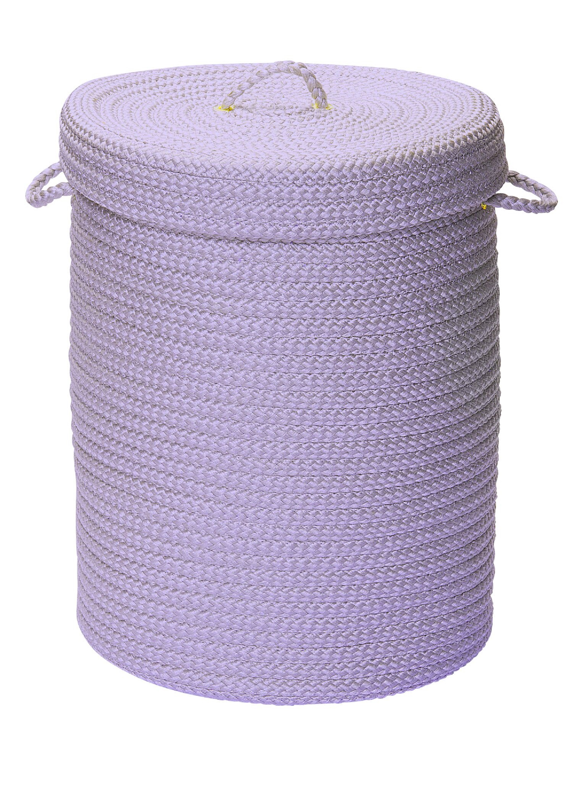 24" Purple Handmade Braided Hamper With Lid