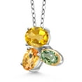 thumbnail image 2 of Gem Stone King 925 Silver and 10K Yellow Gold Yellow Citrine and Green Sapphire Pendant Necklace for Women (2.60 Cttw, Oval 8X6MM, 7X5MM and 6X4MM, Gemstone November Birthstone, with 18 inch Chain), 2 of 4