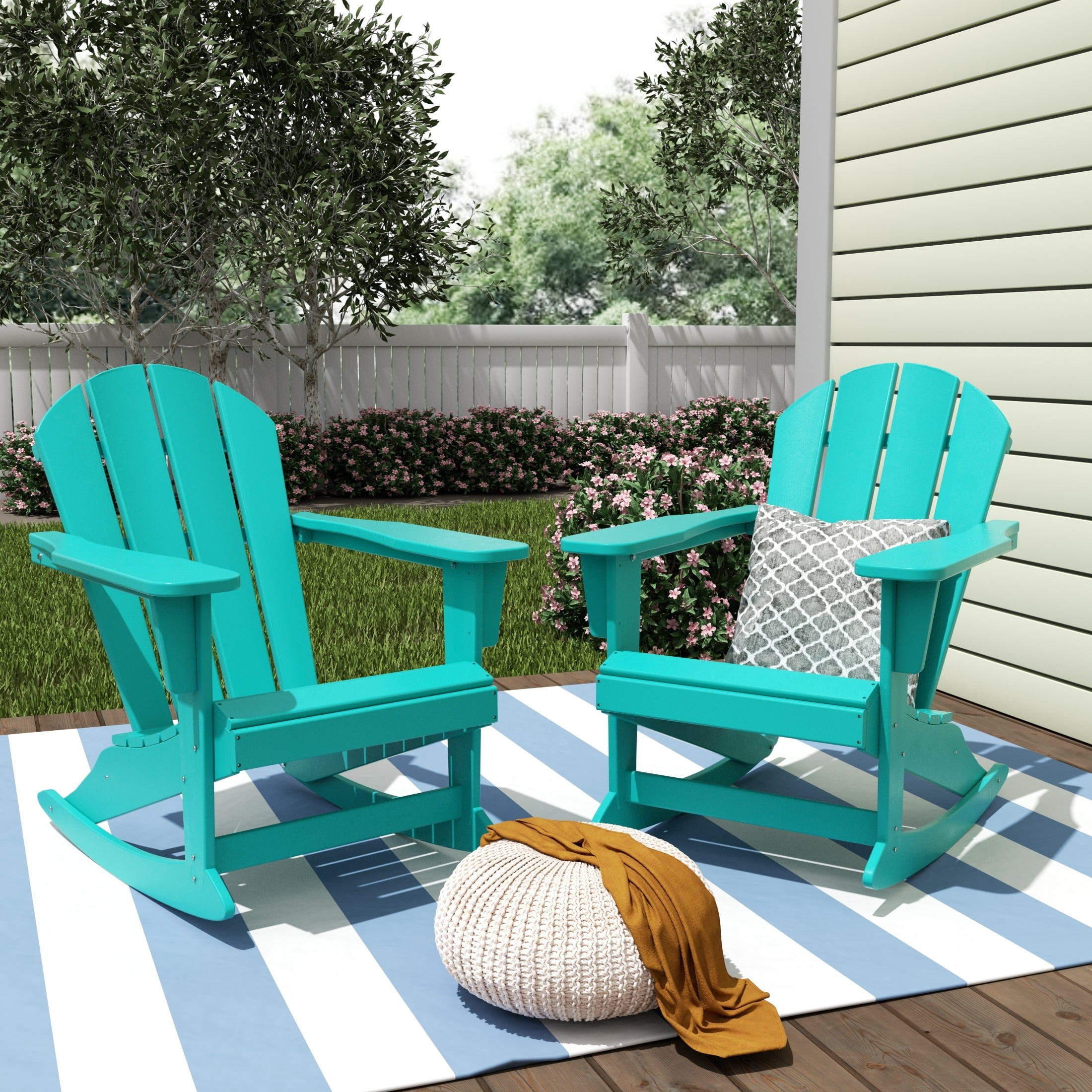 Polytrends  Laguna Hdpe All Weather Outdoor Patio Rocking Chair (Set of 2) Turquoise