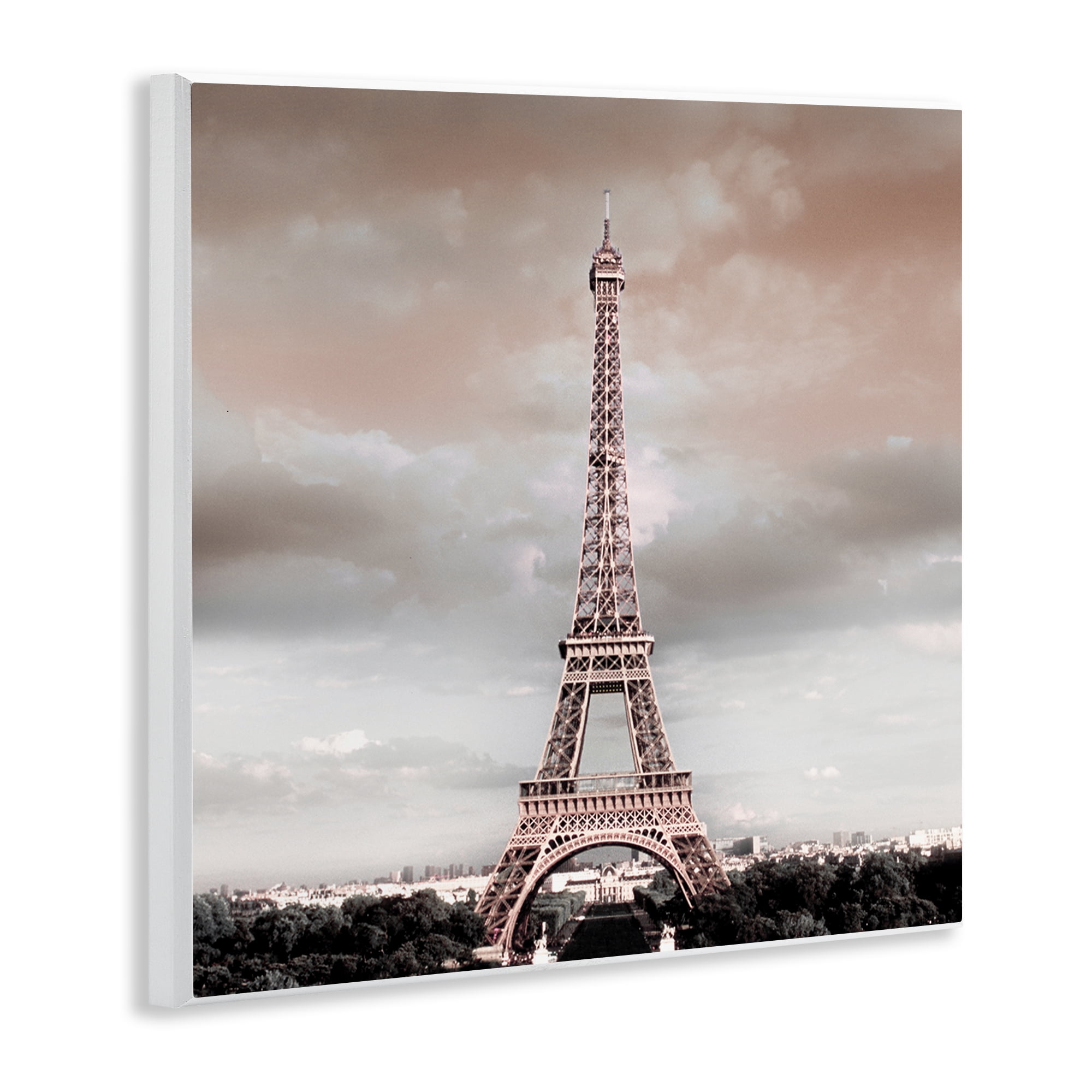 Stupell Industries Stormy View Eiffel Tower Cities & Countries Painting Unframed Art Print Wall Art, 12 x 12
