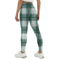 thumbnail image 4 of Qulqfy Green Leggings for Women Stretch Active Plaid Yoga Pants High Waisted Compression Fall Leggings for Women, 4 of 7