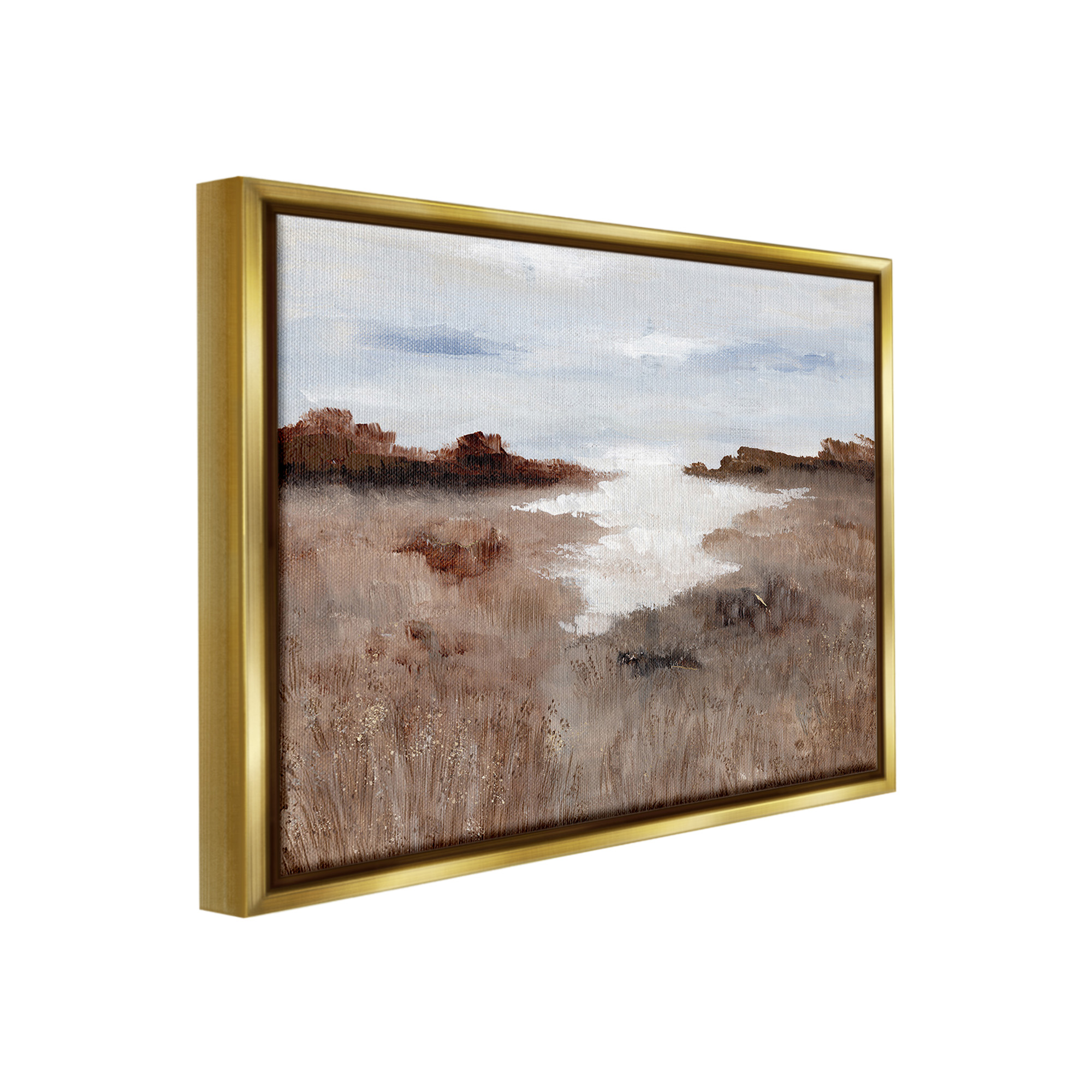Stupell Industries Field with Arid Vegetation Landscape Painting Gold Floater Framed Canvas Art Print Wall Art, 21 x 17