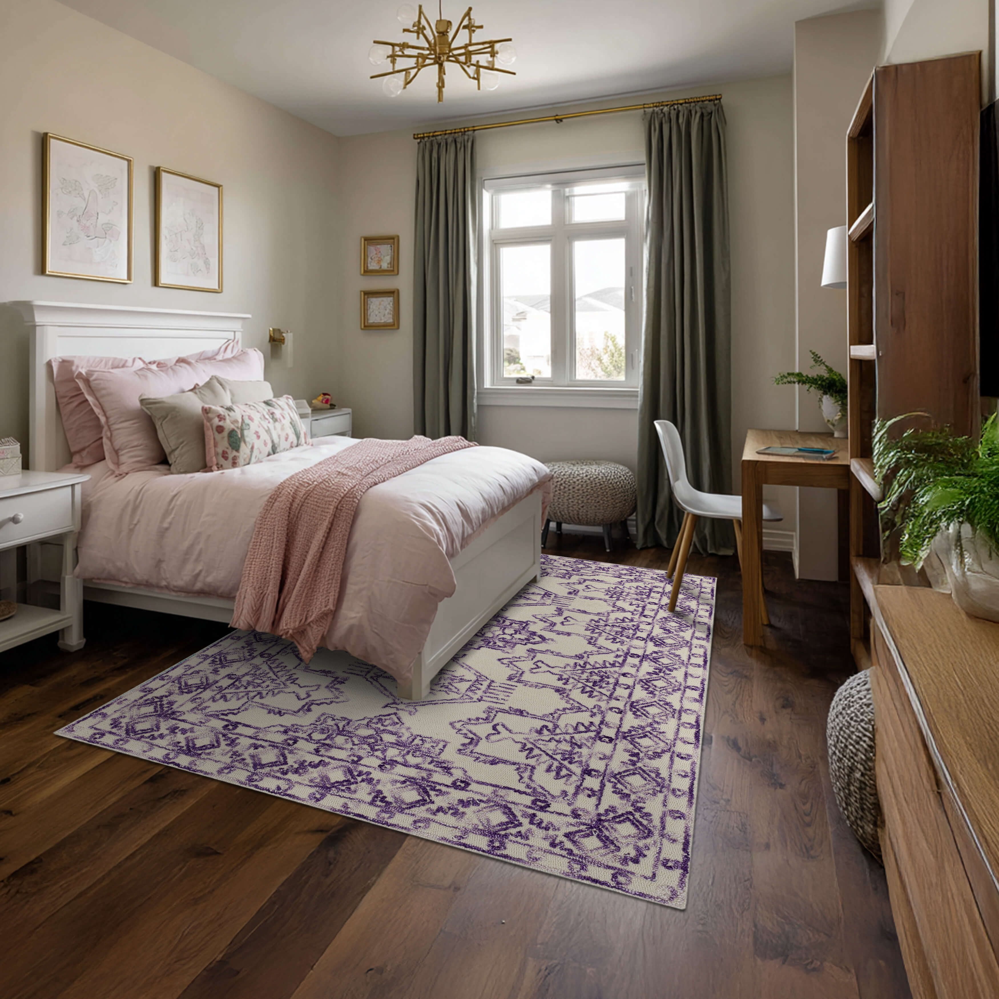 Mohawk Home Kids Collection Geometric Nomad Low Pile Stain/Fade Resistant Non-Skid Area Rug, Purple, 5' x 7'