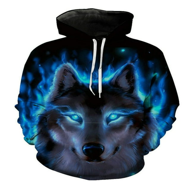 MesaSe Chandail à Capuche Graphique Animal 3D Loup pour Femmes et Hommes, Chandail m