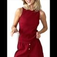 thumbnail image 3 of Conjunto de Dos Piezas de Verano para Mujer: Top Corto Sin Mangas y Pantalones Cortos Casuales, Rojo, Talla M, 3 of 10