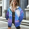 thumbnail image 3 of SCRAWLGOD Galaxy Print Woman Lightweight Hoodies Zip Up Sweatshirt Women Oversized Long Sleeve Women Fall Outfits Comfy Women Hoodies with Zipper Size XL for Hiking, 3 of 7