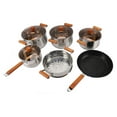 thumbnail image 2 of Cooking Stainless Steel Cookware Set Wooden Handle Multifunctional Kitchen Cooking Set for Steaming Boiling Making Soup, 2 of 7