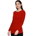 thumbnail image 3 of eloria Women's T-Shirt Round Neck Solid Color Plain Full Sleeve T-Shirt Color: Red | Size: XL, 3 of 7