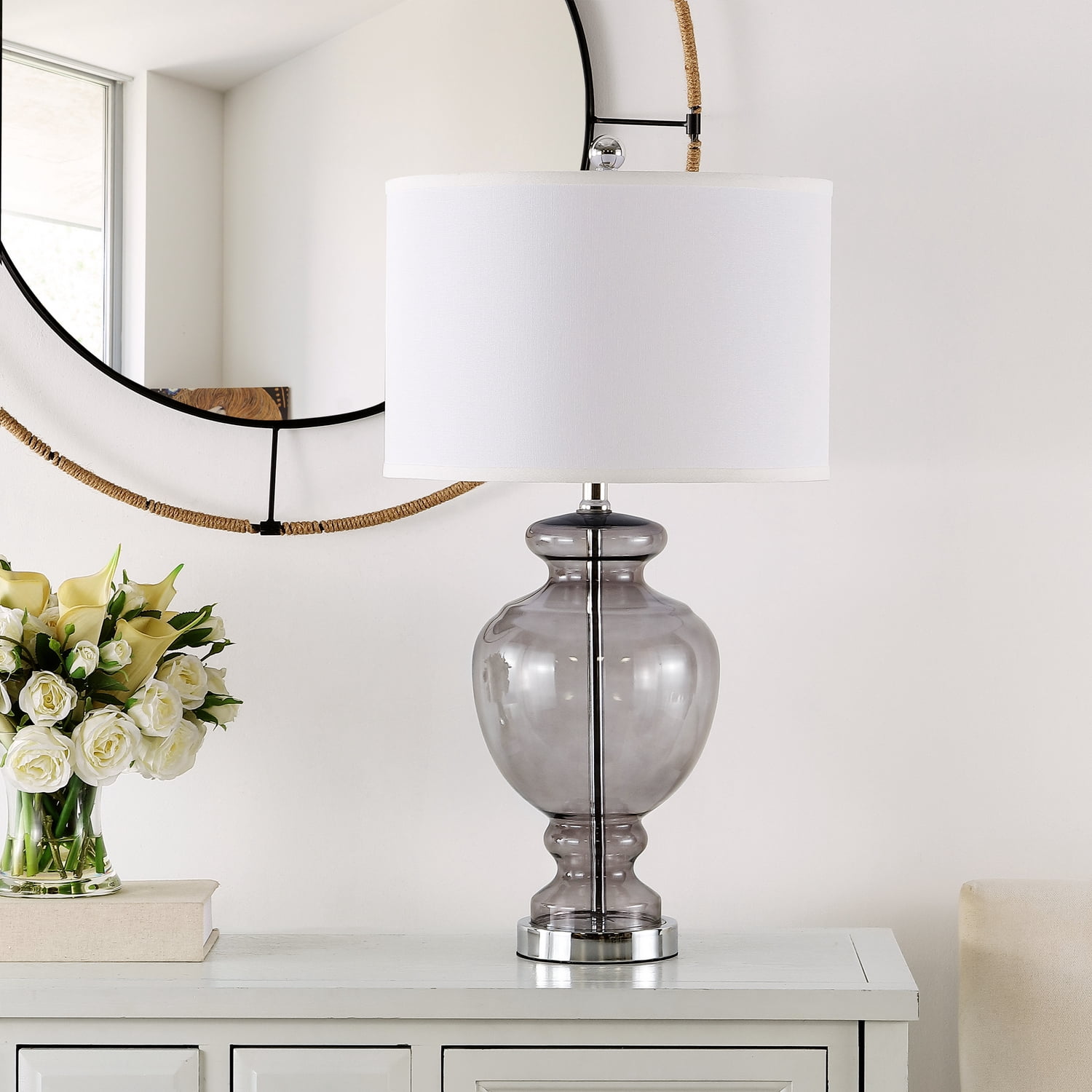 Safavieh Morocco 27" Glam Table Lamp with Glass White Shades (2 Count)