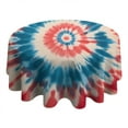 thumbnail image 4 of Red Blue Tie Dye Flower Round Tablecloth 60"x60",Wrinkle Wipeable Table Cloth for Kitchen Dining Room Picnic Patio Party, 4 of 6