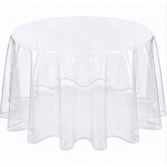 60 Inch Clear Vinyl Table Cover, Waterproof Transparent Protector for Round Dining Party Tables