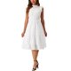 thumbnail image 2 of Vestido de gasa sin mangas para mujer Inspire Chic con cintura fruncida y estrellas metálicas doradas, vestido de fiesta blanco talla L, 2 of 5