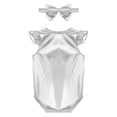 thumbnail image 2 of Hansber 2Pcs Metallic Outfit for Baby Girls Sparkly Romper Toddlers Birthday Party Fancy Dress Up Silver 6-12M, 2 of 7