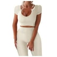 thumbnail image 1 of Yoga Set Women Workout Sets 2 Piece Seamless Ribbed Tank High Waist Trousers Yoga Outfits, 1 of 5