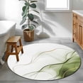 thumbnail image 3 of Sage Green Water Ripple Round Rugs for Living Room 4ft Vintage Abstract Modern Classic Non Slip Circle Rug Washable Low-Profile Indoor Carpet for Bedroom, Dining Room, Bathroom, 3 of 9