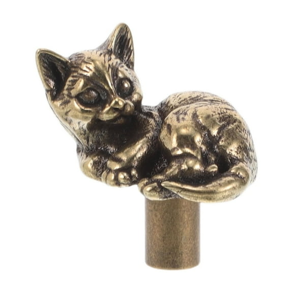 OUNONA Retro Cat Brass Drawer Knobs, Unique Vintage Handles for Cabinets, Dressers, Kitchen & Bathroom Furniture Pulls