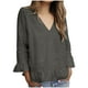 thumbnail image 1 of Vestidos Casuales Para Mujer, Blusas De Mujer De Moda Camiseta/camiseta de manga larga con cuello en V y mangas de encaje de lino sintético para mujer, primavera e invierno, 1 of 6