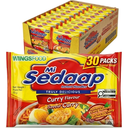Mi Sedaap Curry Flavor Instant Noodles Pack of 30 – Indonesian curry ramen cups, stir fry cup noodles