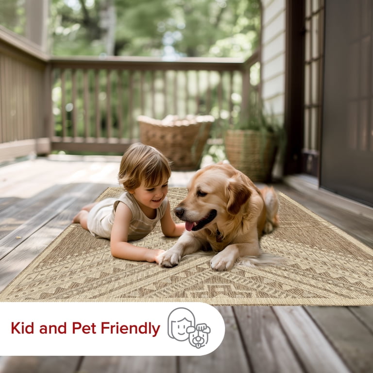 NuLOOM 5' X 8' Outdoor Performance Rug - Stain & Weather Resistant, Landry Brown, Polypropylene