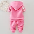 thumbnail image 4 of bbymog Girls' Fashion Fleece Outfits Flower Long Sleeve Zip Up Hoodie and Jogger Sweatpants Two-Piece Set for Kids Winter Fall Baby Clothes Hot Pink 5-6Years, 4 of 7