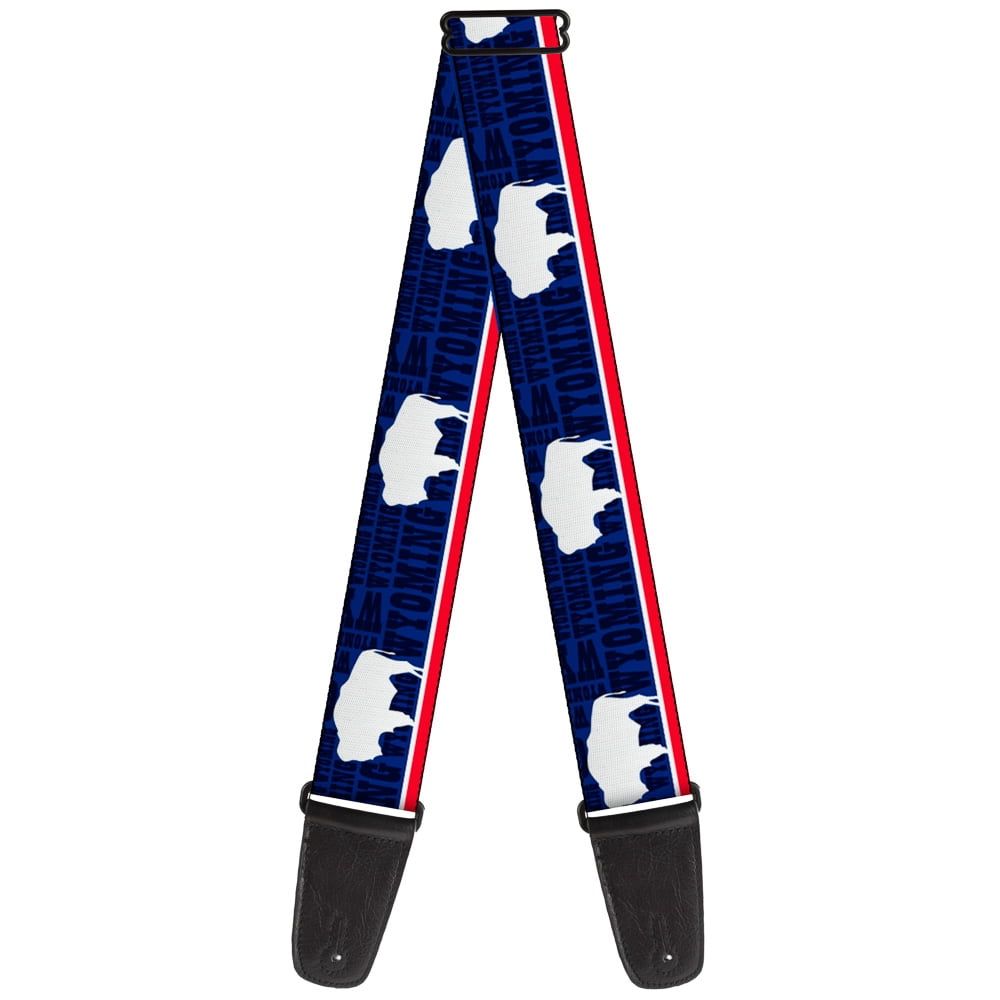 Buckle-Down Guitar Strap, Wyoming Flags Wyoming Typography, 2 Inches Wide